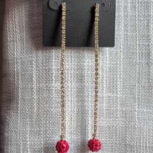 Elegant Gold and Red Drop Earrings